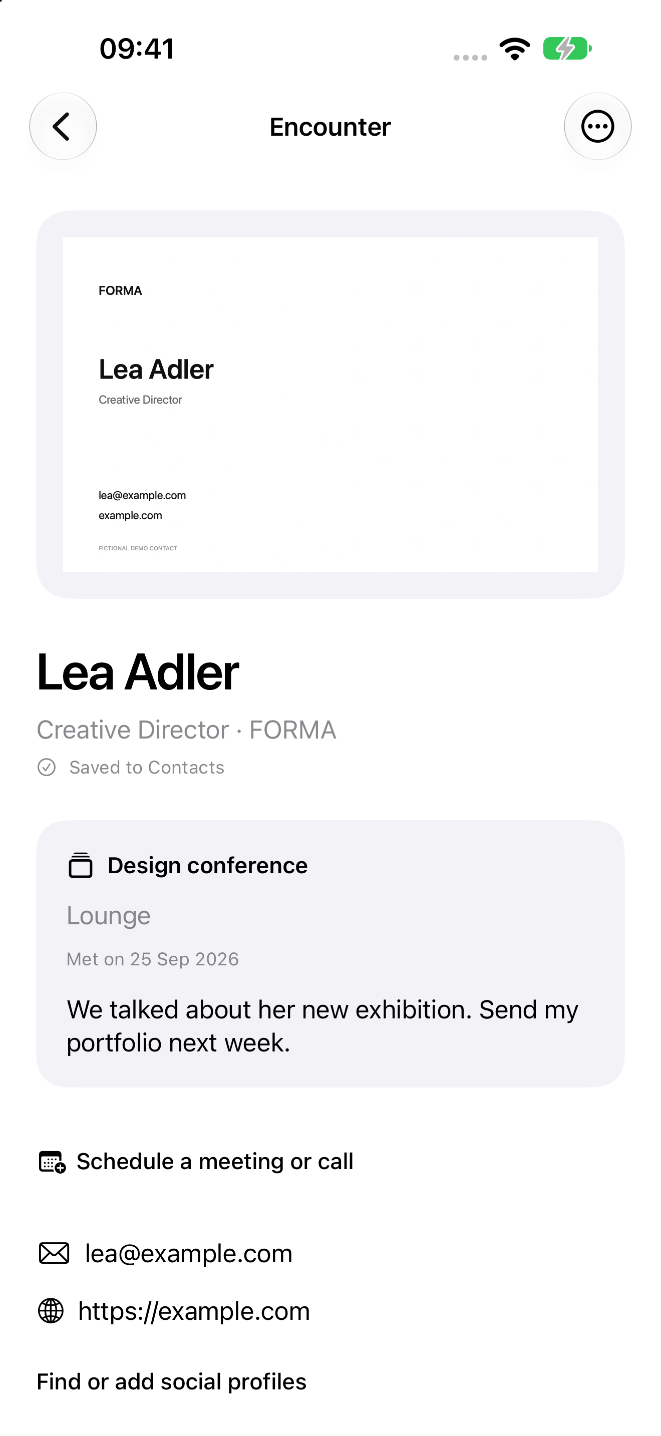 The card. And the context. The original image, contact details and personal note together.