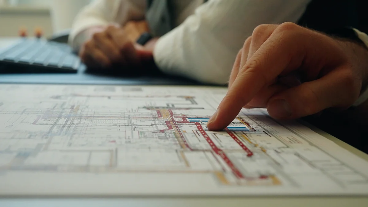 Technische Planung einer Gebäudetechnik-Anlage anhand eines Bauplans
